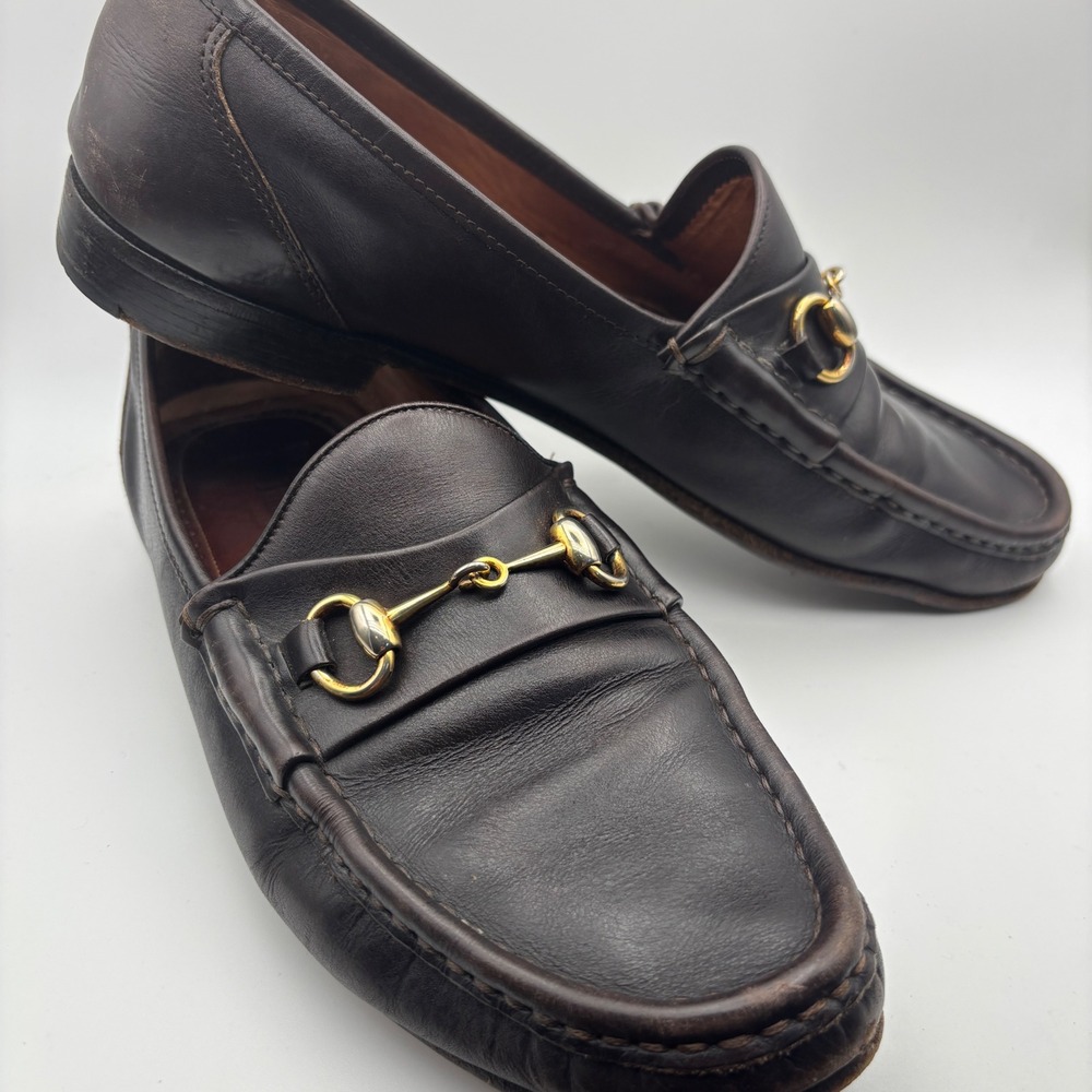 Allen Edmonds Bruzzano 9B Bit‎ Loafers Mens Dark Brown Leather Horsebit Italy